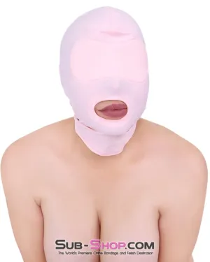 1145DL      Pink Spandex Open Mouth Hood with Sewn In Blindfold