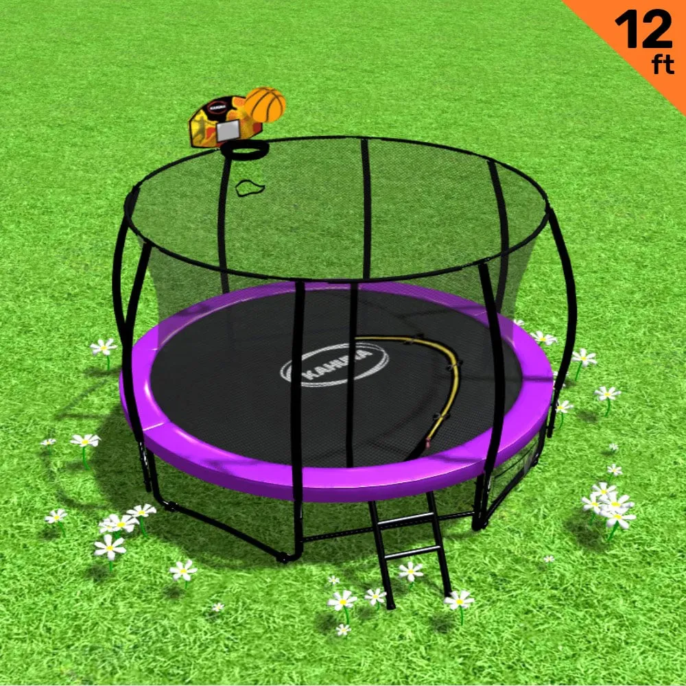 12ft Trampoline with Safety Net, Ladder & Hoop - Kahuna