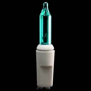 2.5 Inch Spacing - 50 Count Mini Lights - Teal Bulbs - White Wire