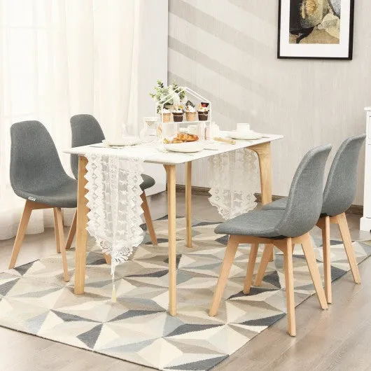 2Pcs Modern Dining Chair Set with Wood Legs and Fabric Cushion Seat