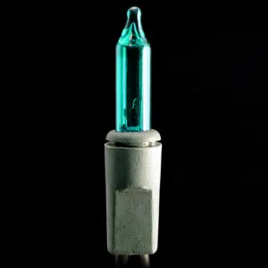 4 Inch Spacing - 50 Count Mini Lights - Teal Bulbs - Green Wire