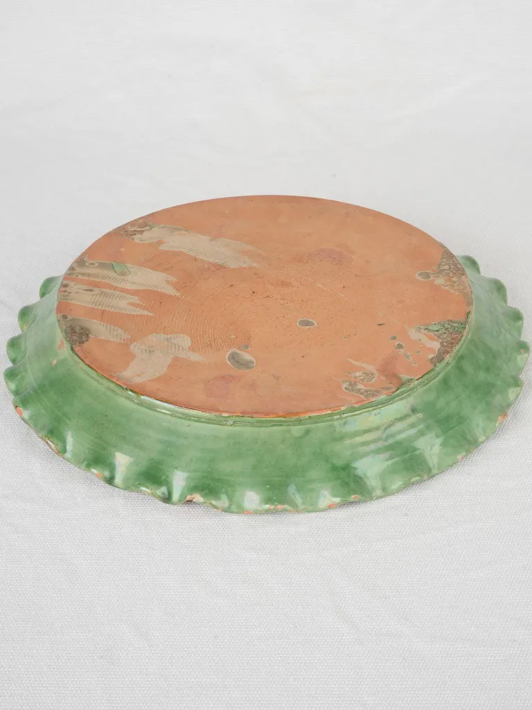 Antique Green Glazed Platter - Undulating Edge from Savoy - 11"