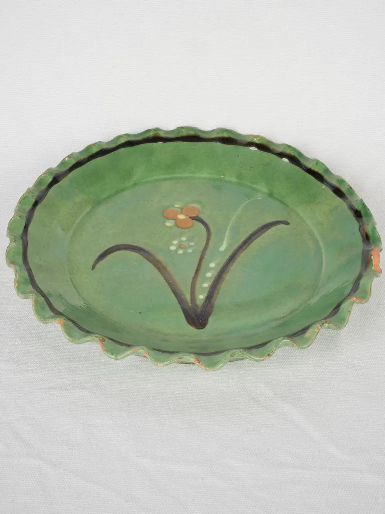 Antique Green Glazed Platter - Undulating Edge from Savoy - 11"