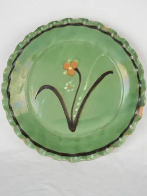 Antique Green Glazed Platter - Undulating Edge from Savoy - 11"