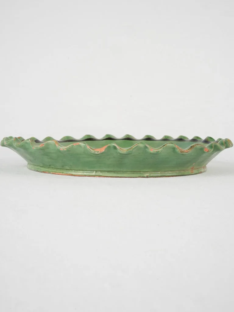 Antique Green Glazed Platter - Undulating Edge from Savoy - 11"