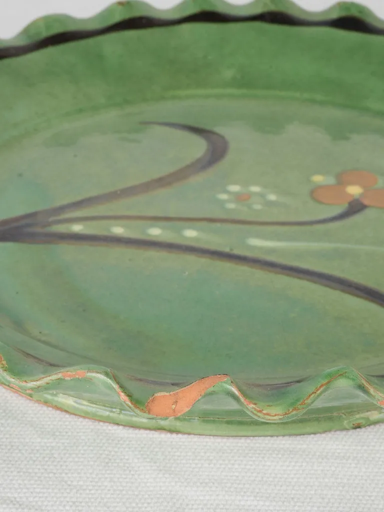 Antique Green Glazed Platter - Undulating Edge from Savoy - 11"