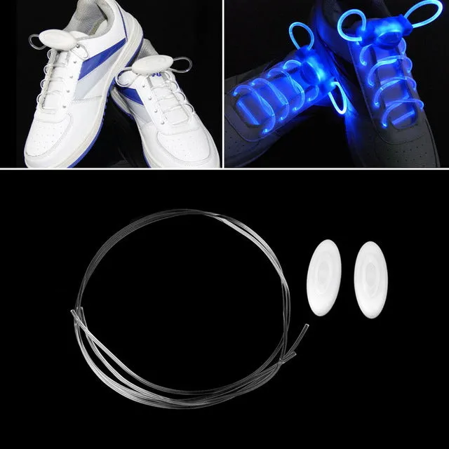 AONIJIE 1 Pair Light Up Hot LED Luminous Shoelaces Flash Party Glowing Shoe Strings Lazy Style 4 Color For Boy&Girl Teenager