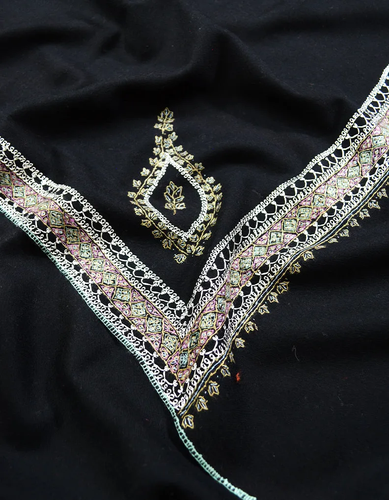 black tilla embroidery pashmina shawl 8437