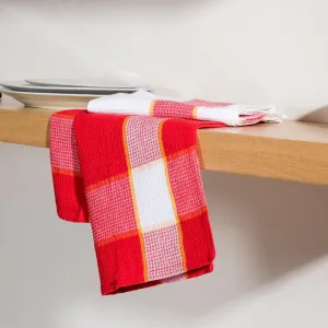 Checks Deluxe Dishcloth - Red Pair