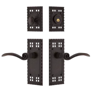 Craftsman Entry Set with Swan Lever in Timeless Bronze