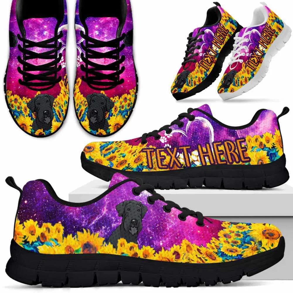 Custom Name Schnauzer Sneaker, Schnauzer Sunflower Galaxy Sneakers Running Shoes, Best Running Shoes