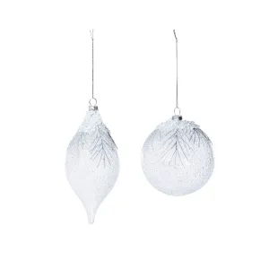 Frosty Pine Glass Ornament, 2 Assorted Styles