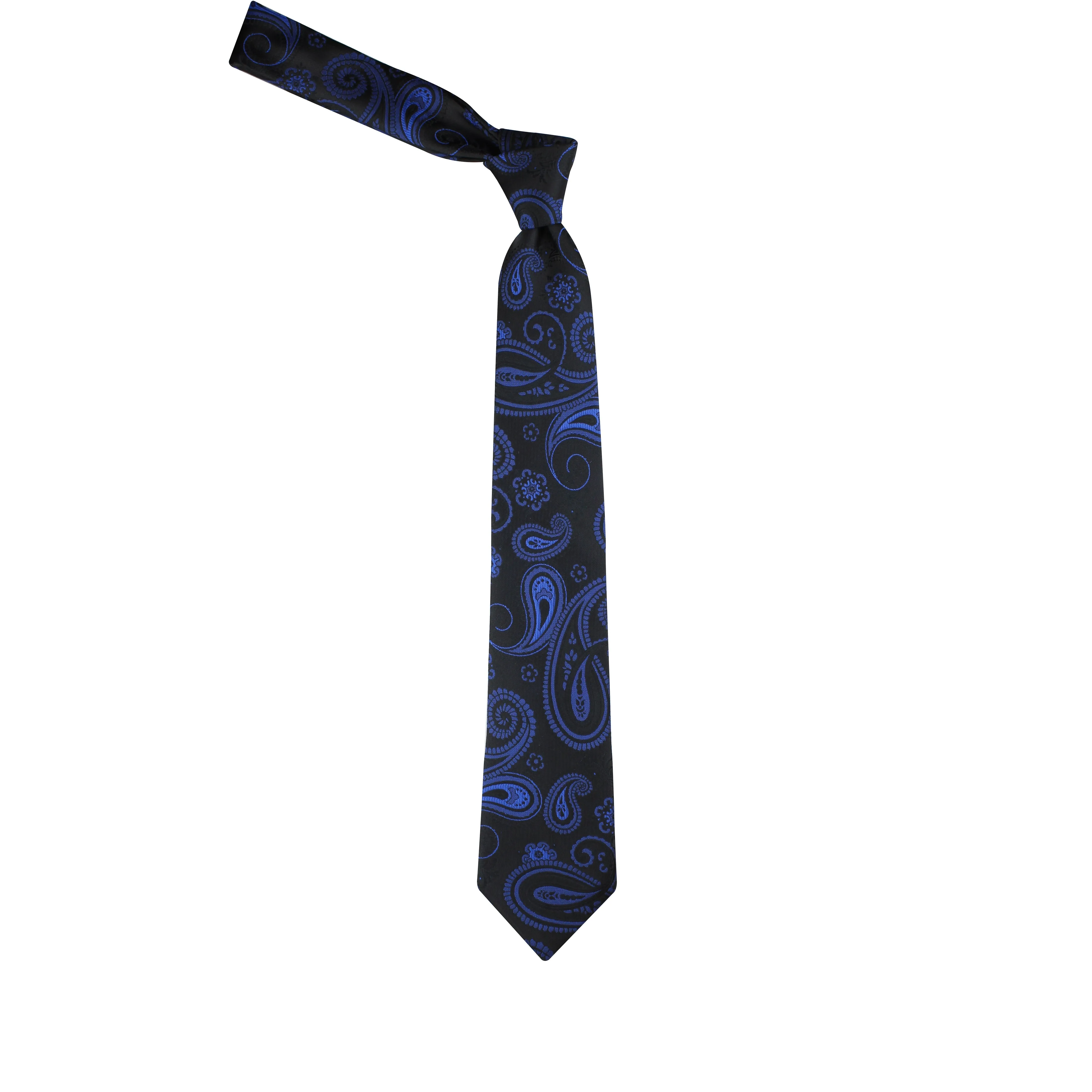 Kovove Elegant Black Paisley Necktie and Pocket Square Gift Box