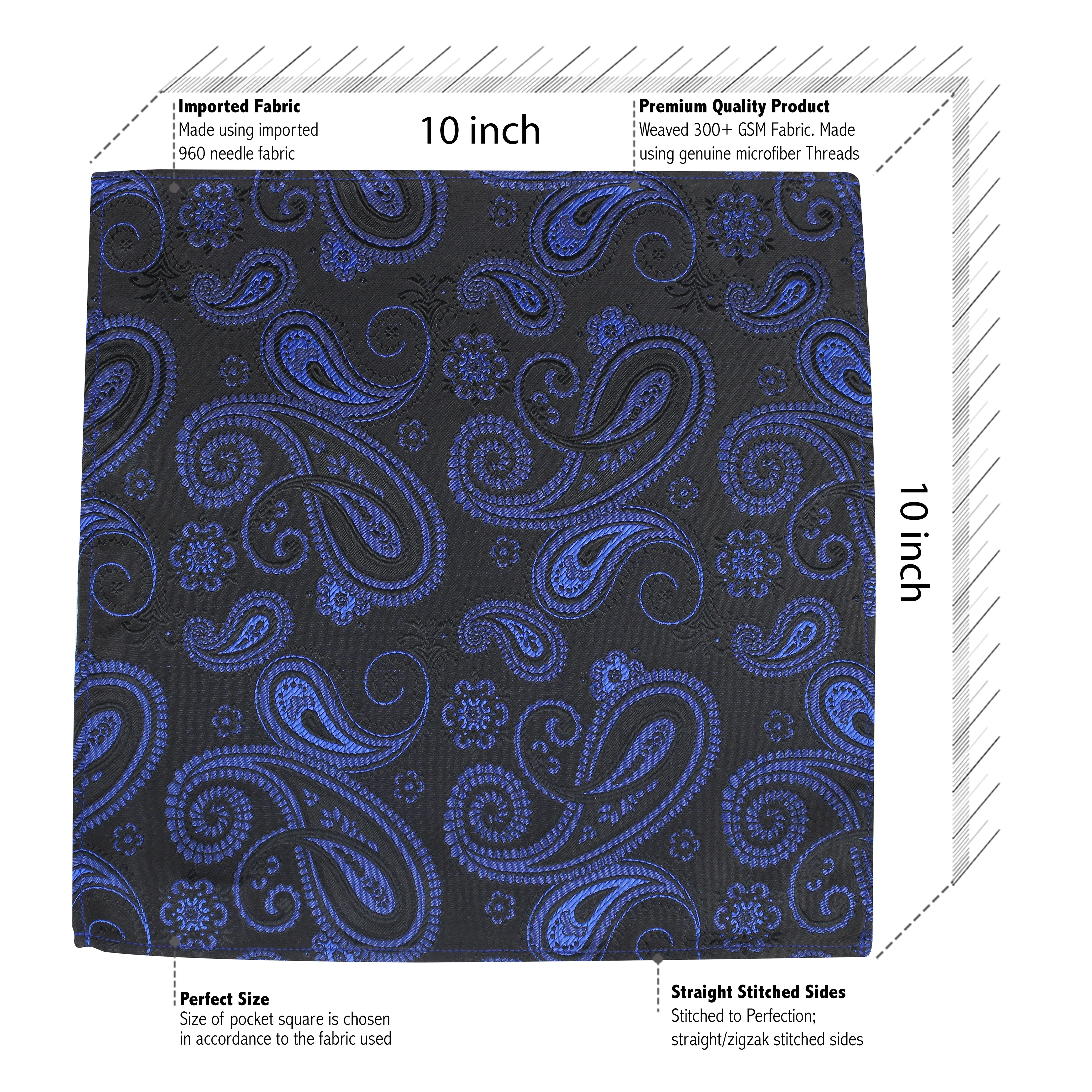 Kovove Elegant Black Paisley Necktie and Pocket Square Gift Box