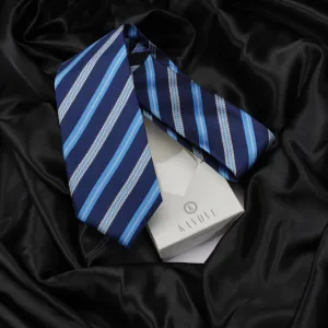 Kovove The Sharp Striped  Blue Necktie For Men