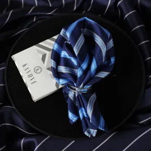 Kovove The Sharp Striped  Blue Pocket Square For Men