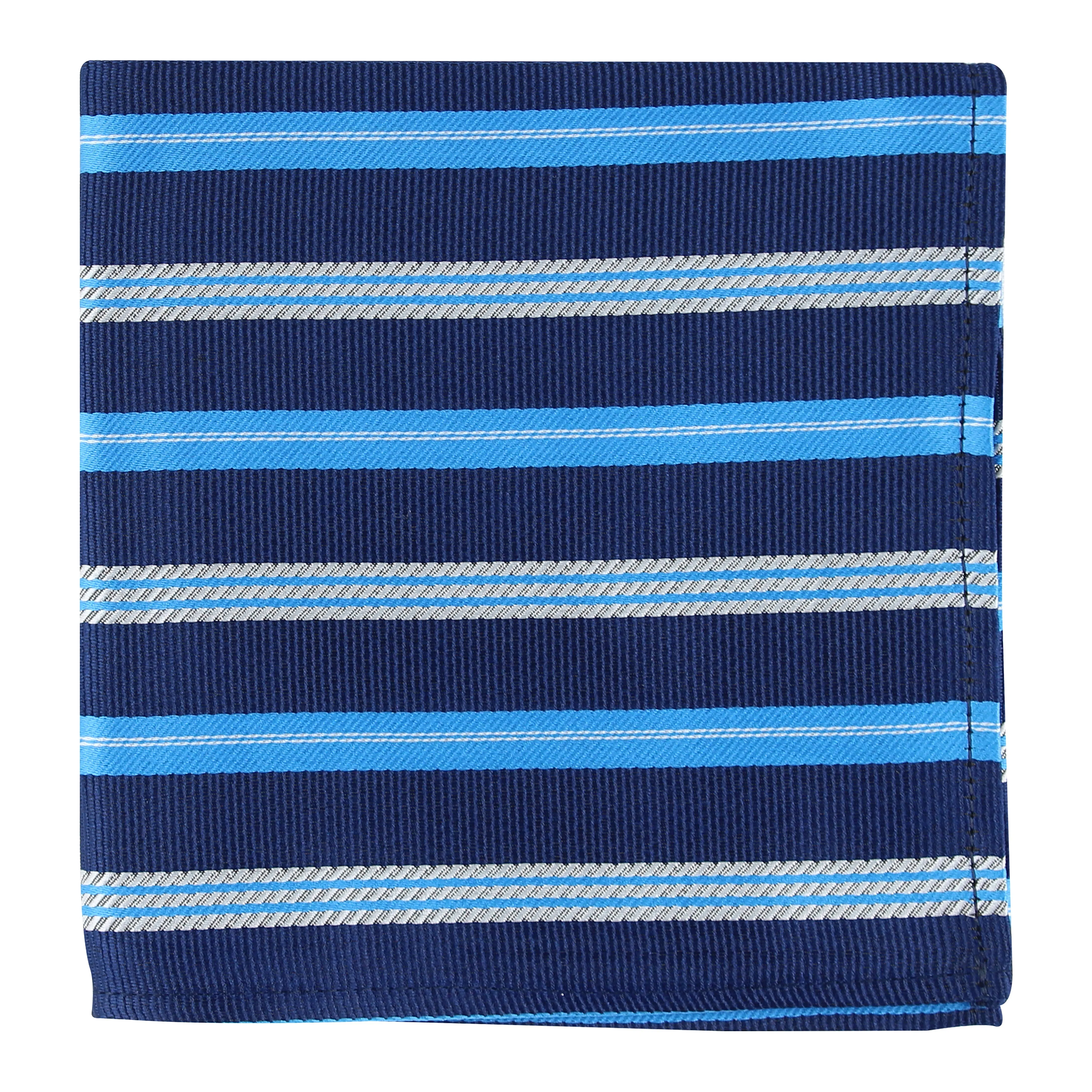 Kovove The Sharp Striped  Blue Pocket Square For Men