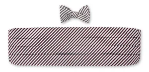 Maroon/White Sherman Stripes Cummerbund Set - CB2547