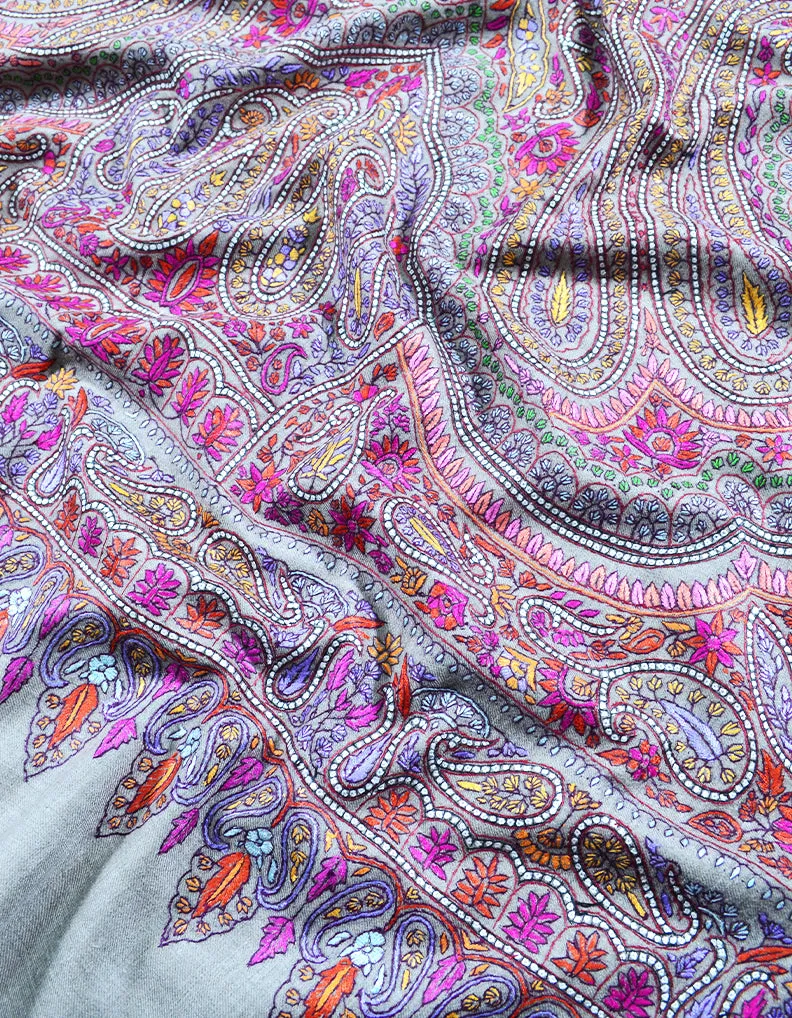 multi-coloured embroidery pashmina shawl 8059