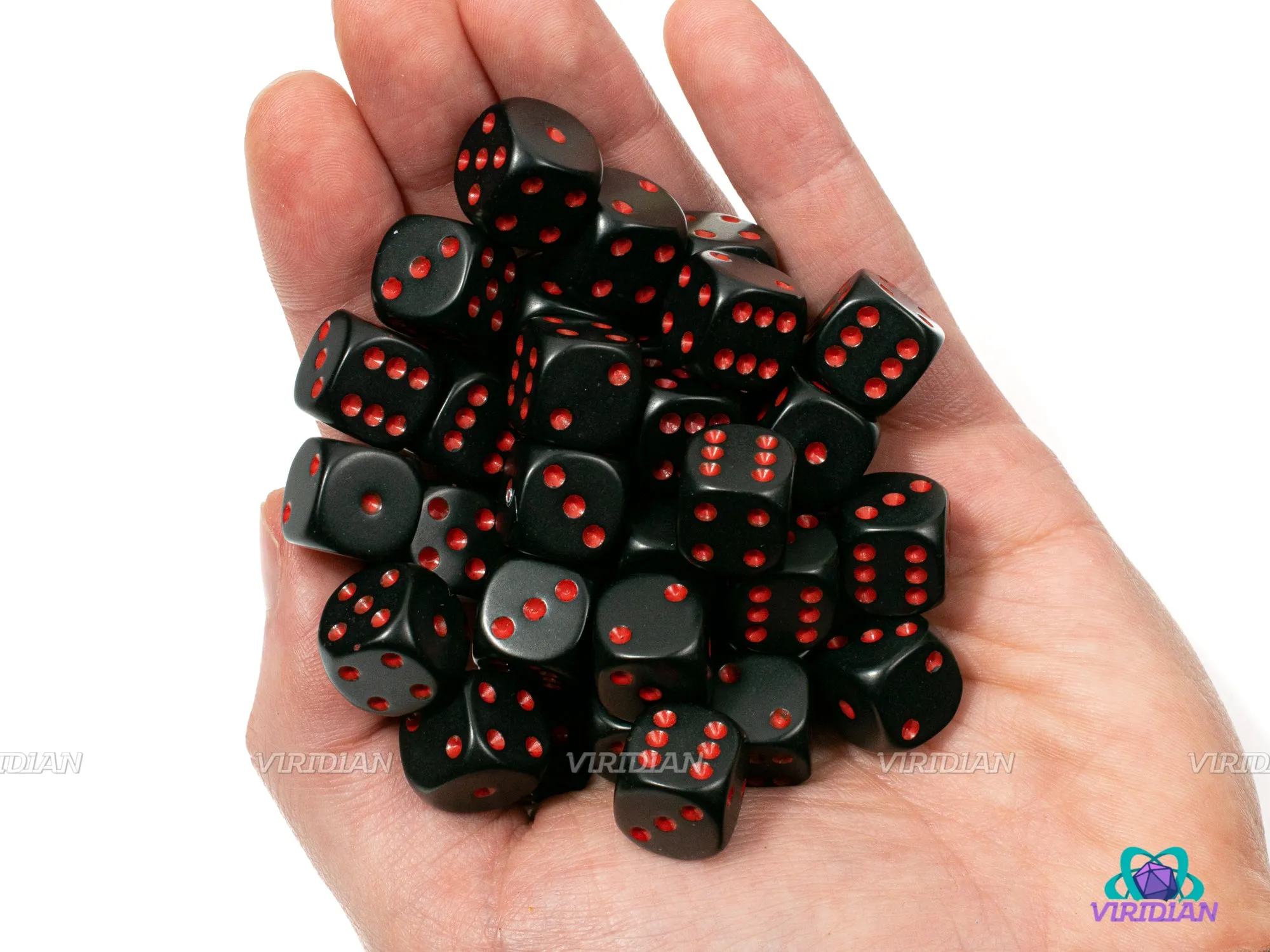 Opaque Black & Red | 12mm D6 Block (36) | Chessex Dice | Wargaming