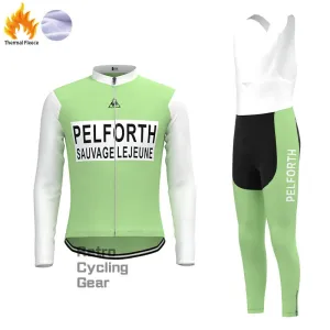 PELFORTH Mint Green Fleece Retro Cycling Kits