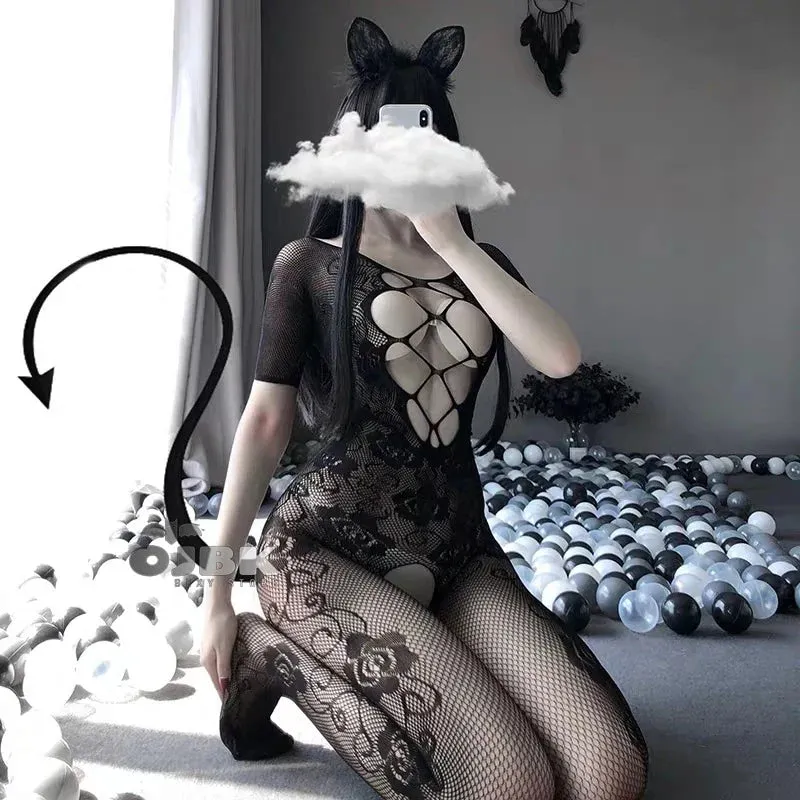 Sassy Cat Fishnet Bodystocking