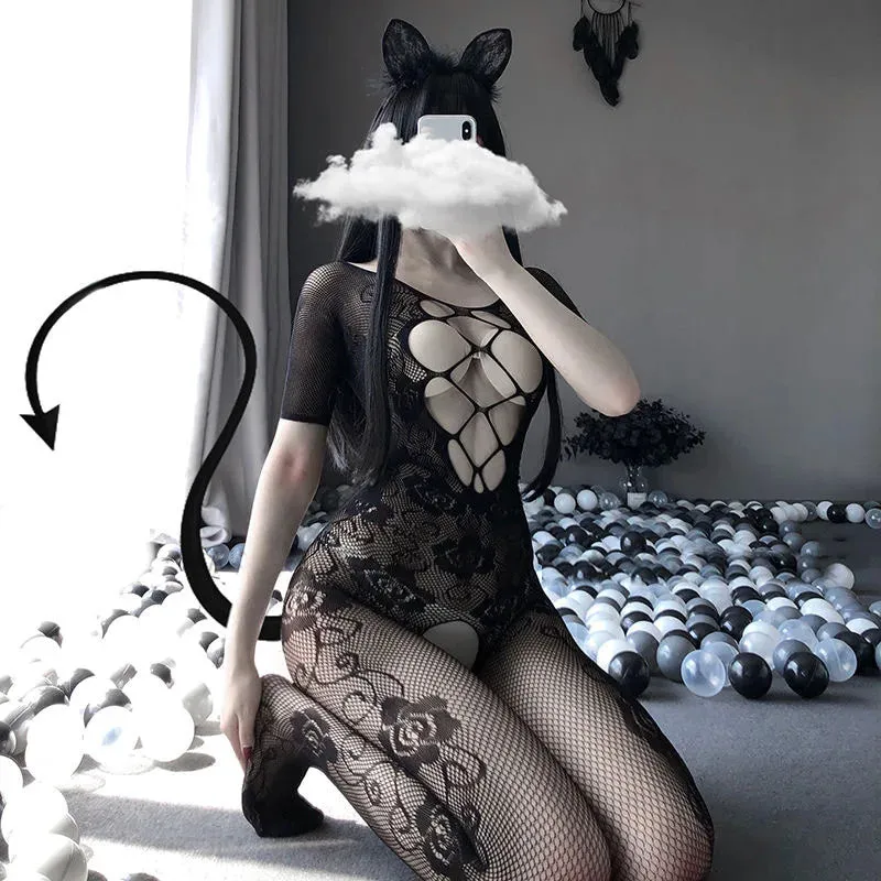 Sassy Cat Fishnet Bodystocking