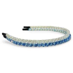 Thin Beaded Headband Set - Blue   Silver