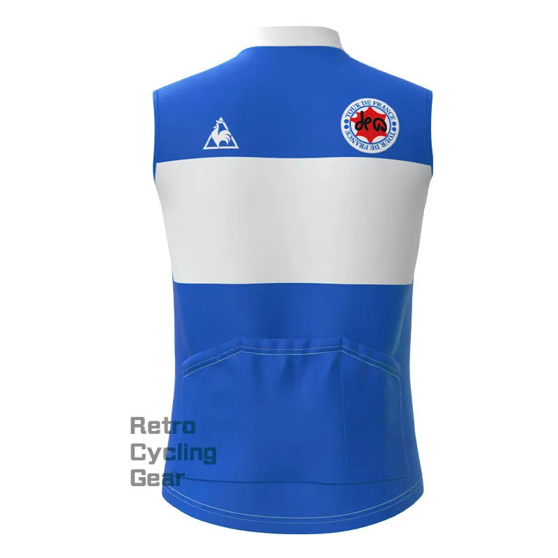 Tour de France Blue Fleece Retro Cycling Vest