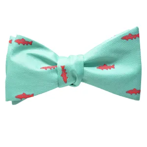 Trout Bow Tie - Light Green, Printed Silk