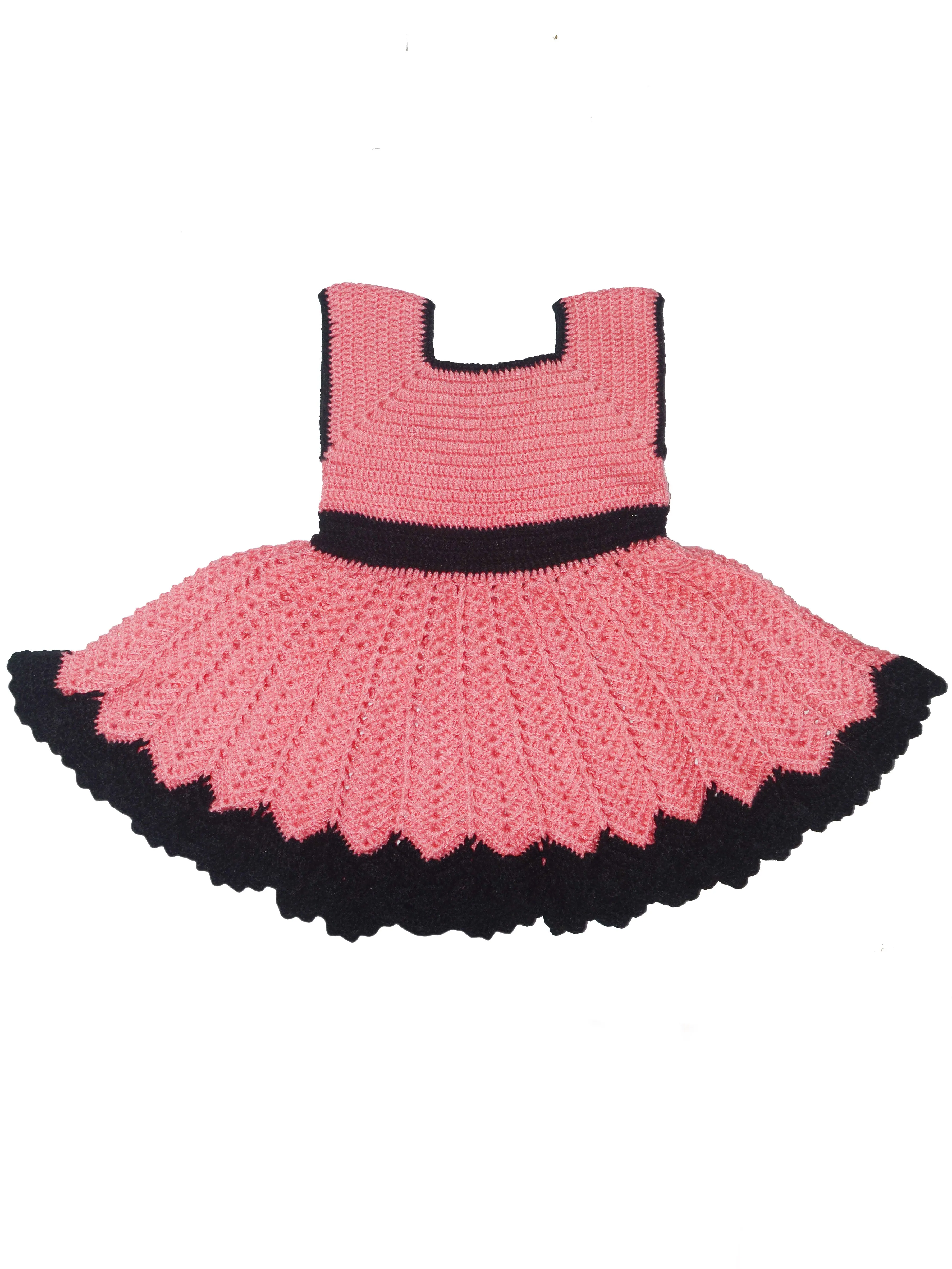 Unique And Beautiful Handmade Crochet Design Frock With Cap For Baby- Violet Red