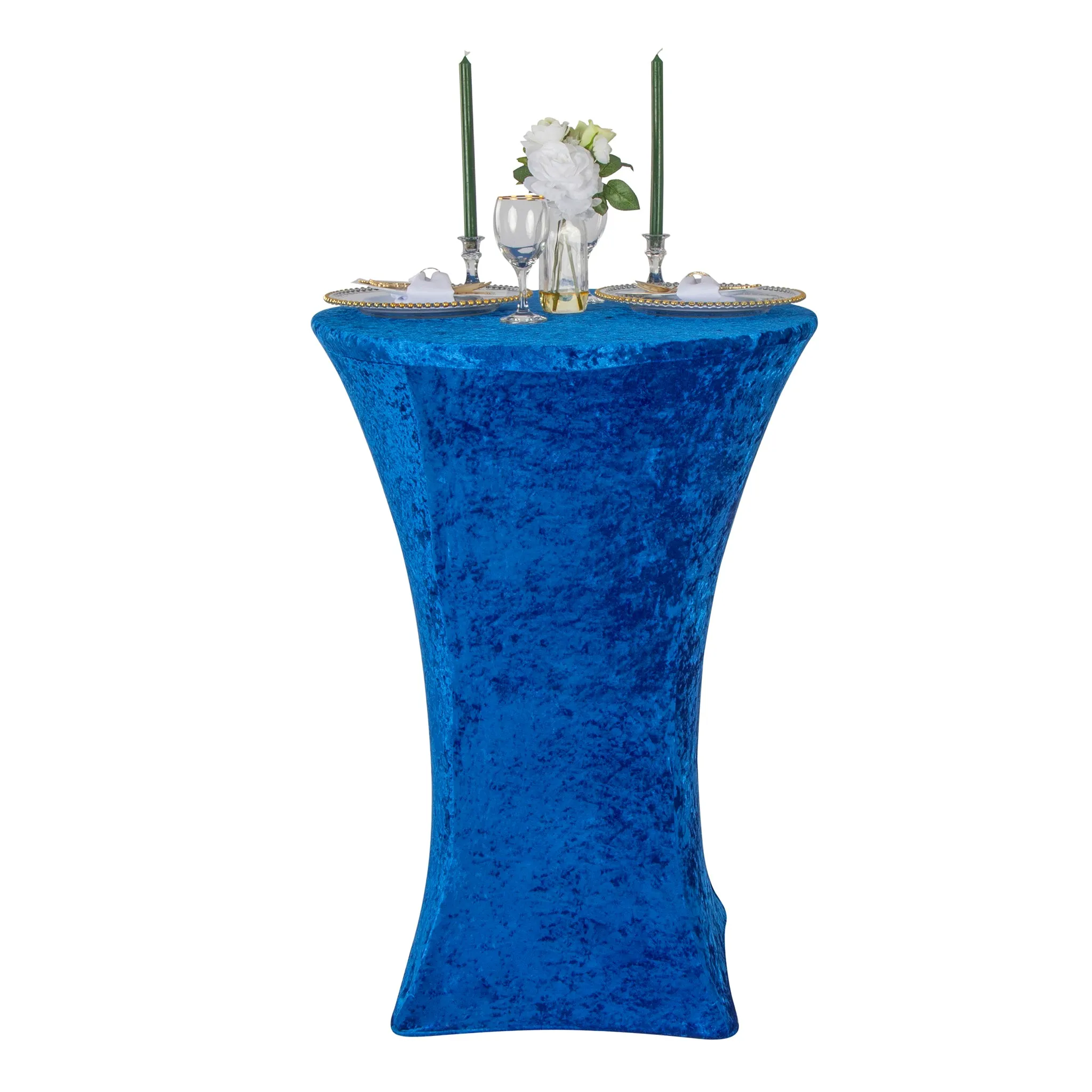 Velvet Spandex Cocktail Table Cover 32" Round - Royal Blue