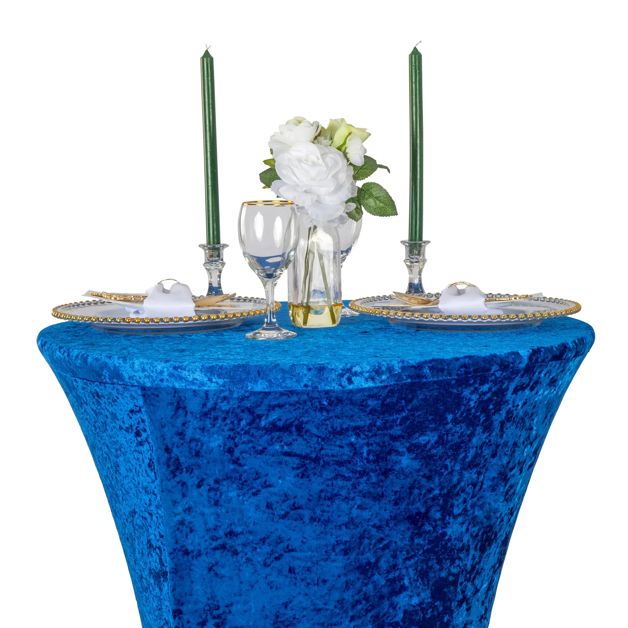 Velvet Spandex Cocktail Table Cover 32" Round - Royal Blue