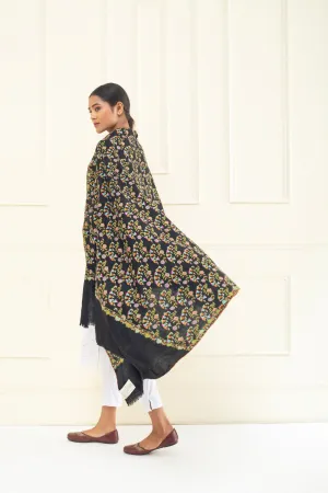 Whimsy Wonders Black Lehridar Jaali Pashmina Shawl