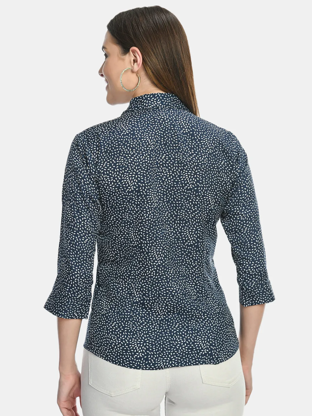 Women Blue Printed Formal Shirt