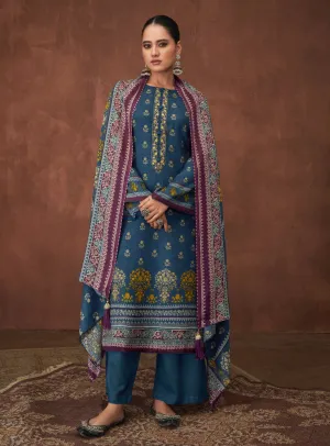 Women Unstitched Pashmina Winter Suit Dress Material with Embroidery