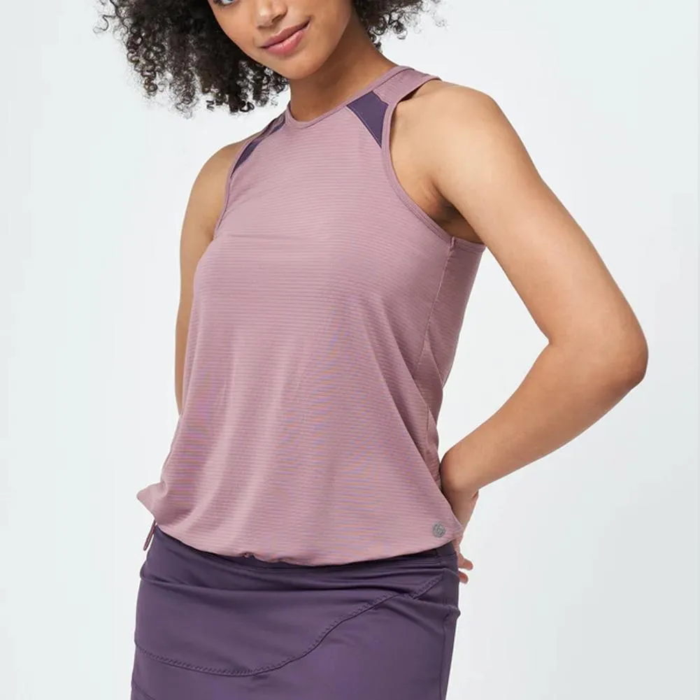 Women's Stripe Press Tennis Tank Dusty Mauve and Wineberry