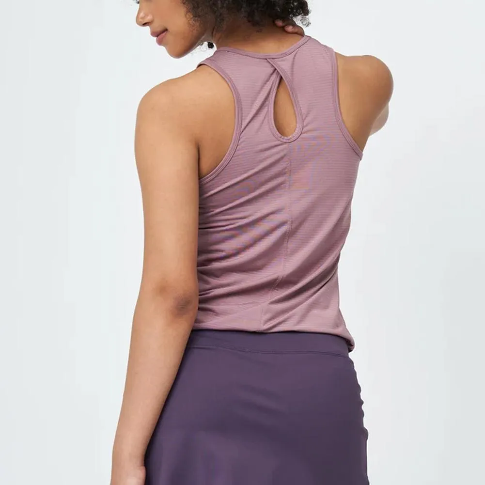 Women's Stripe Press Tennis Tank Dusty Mauve and Wineberry