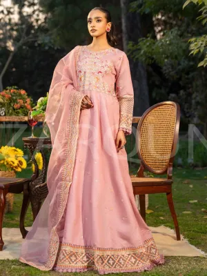 Zarqun Pink Embroidered Luxury Khadi Cotton Suit (2419A)